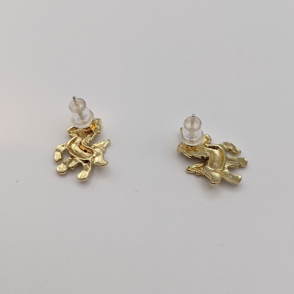 Unicorn gold cubic zirconia stud earrings - Picture 6 of 6